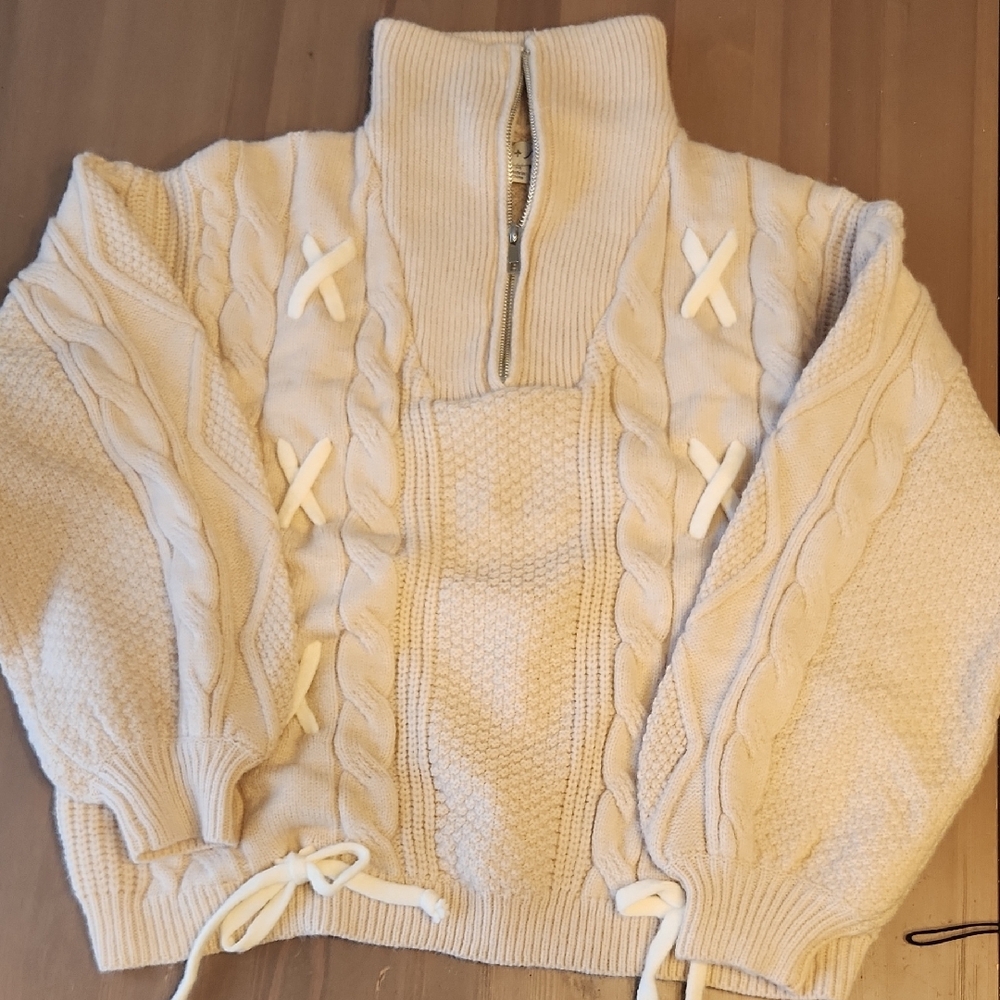 She + Sky Cream Cable Knit Sweater